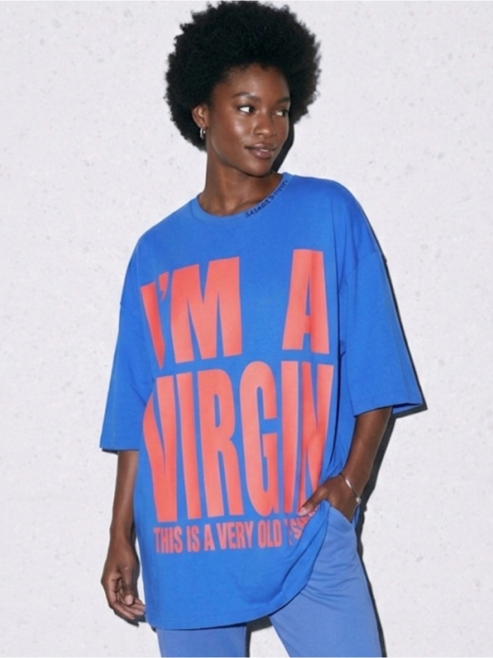 NWT Savage X Fenty Im A Virgin Graphic T-Shirt 3X Blue Rihanna Oversized Tee